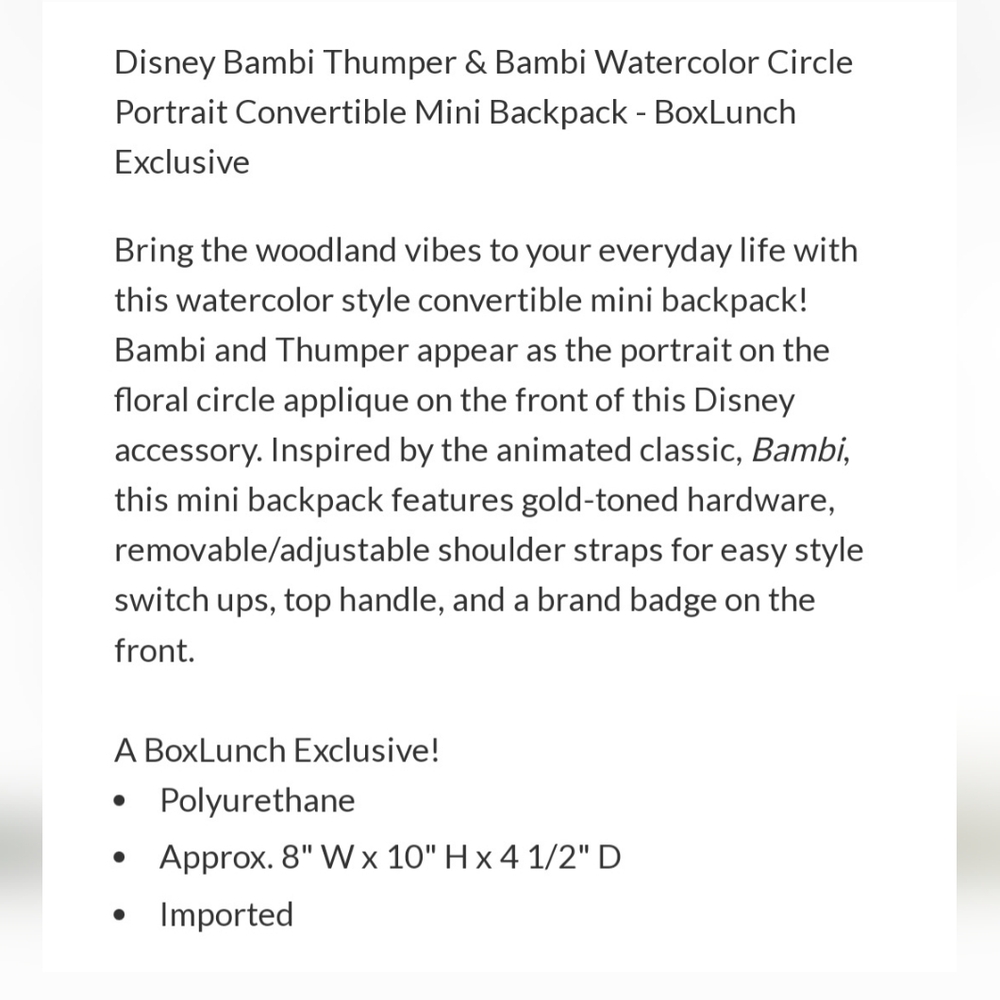 Disney's Bambi convertible backpack with exclusive pin - Picture 13 of 15